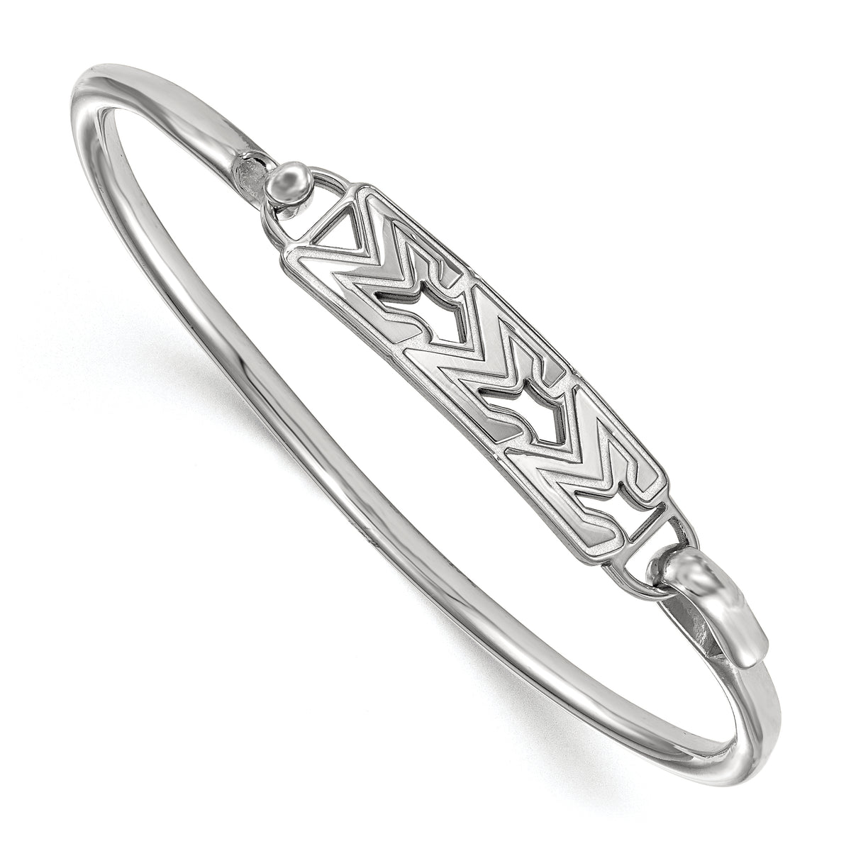 Sterling Silver Official Licensed Greek Sororities 7in Sigma Sigma Sigma (???) Small Hook and Clasp Bangle