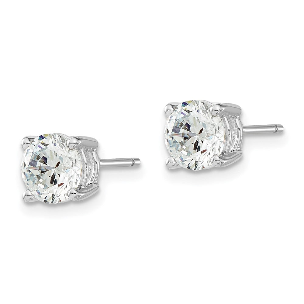 Sterling Silver Rhodium-plated Diamonore CZ 6.5mm Stud Earrings