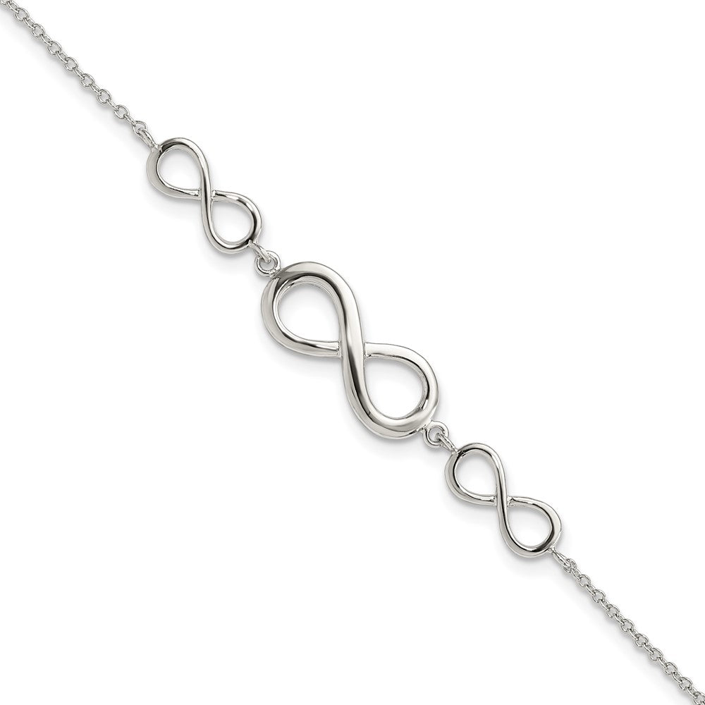 Sterling Silver Rhodium-plated Polished Infinity Symbol Bracelet 7.25 inches