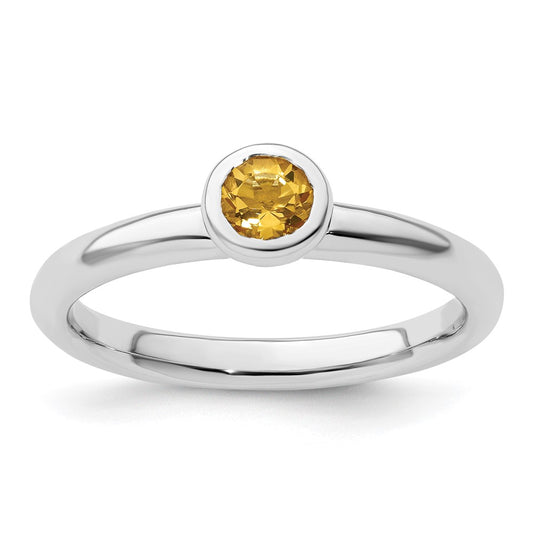 Sterling Silver Stackable Expressions Low 4mm Round Citrine Ring Size -8