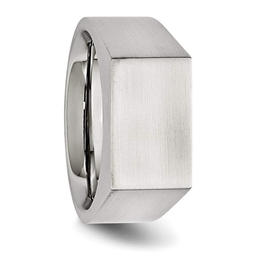 Stainless Steel Brushed and Polished Signet Ring Size - 11