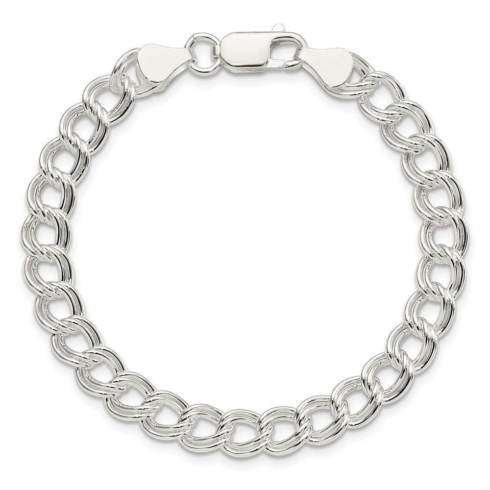 Sterling Silver 7mm Double Link Charm Bracelet 6 inches
