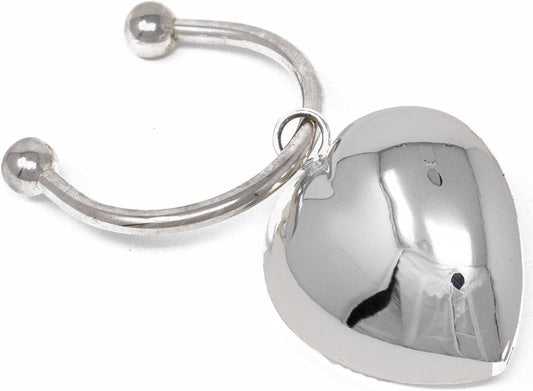 Silver Puffed Heart Horseshoe Screwball Keychain with Single-Side Easy-Open Key Holder&nbsp;