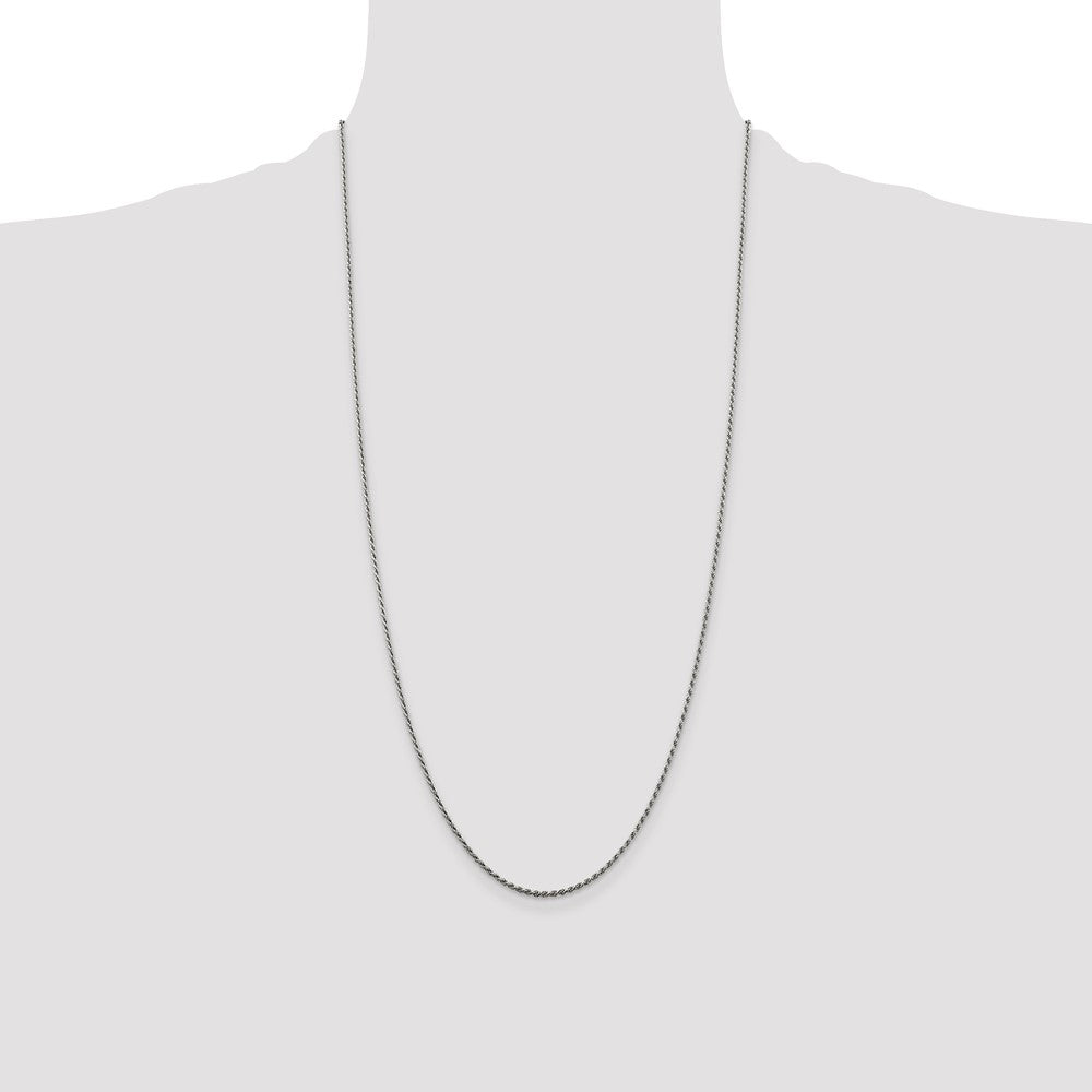 Sterling Silver Rhodium-plated 1.5mm Diamond-cut Rope Chain 28 Inches