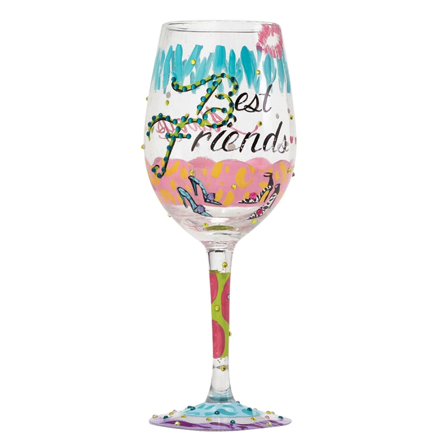Lolita Best Friends Always Artisan Painted Wine Glass Gift