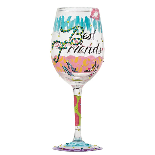 Lolita Best Friends Always Artisan Painted Wine Glass Gift