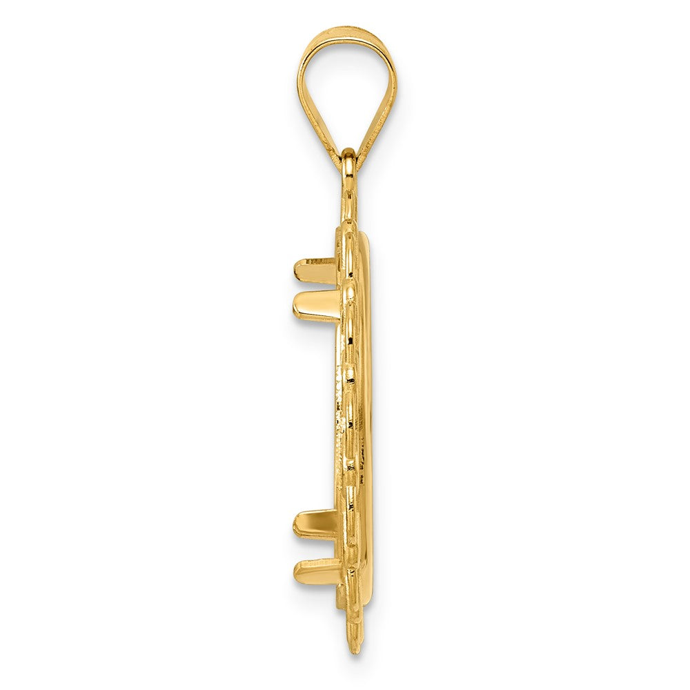 14k Polished Rainbow with 18.0mm Prong Coin Bezel Pendant