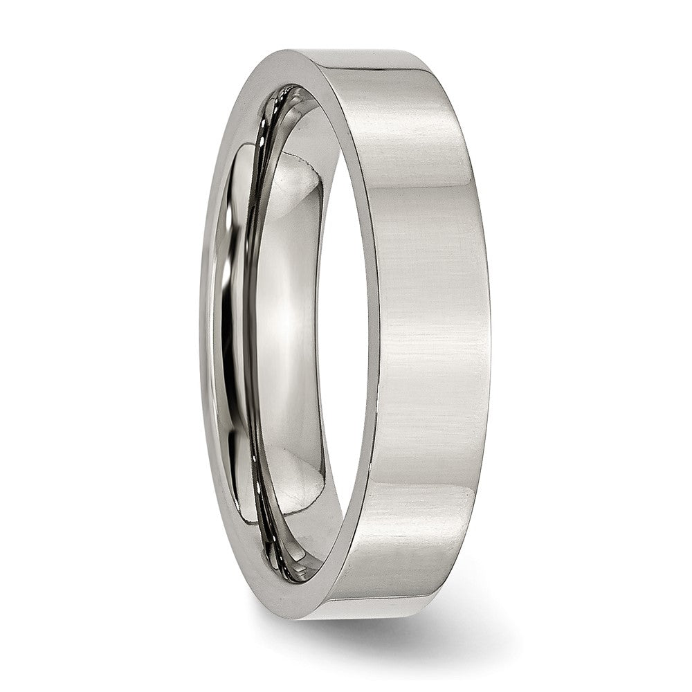 Stainless Steel Polished 5mm Flat Band Size - 11.5