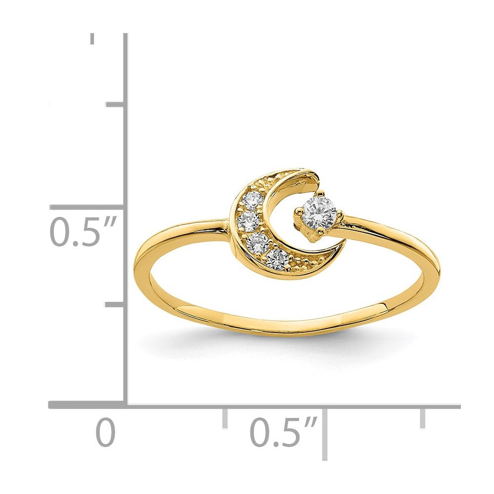 14K CZ Moon Ring Size 7