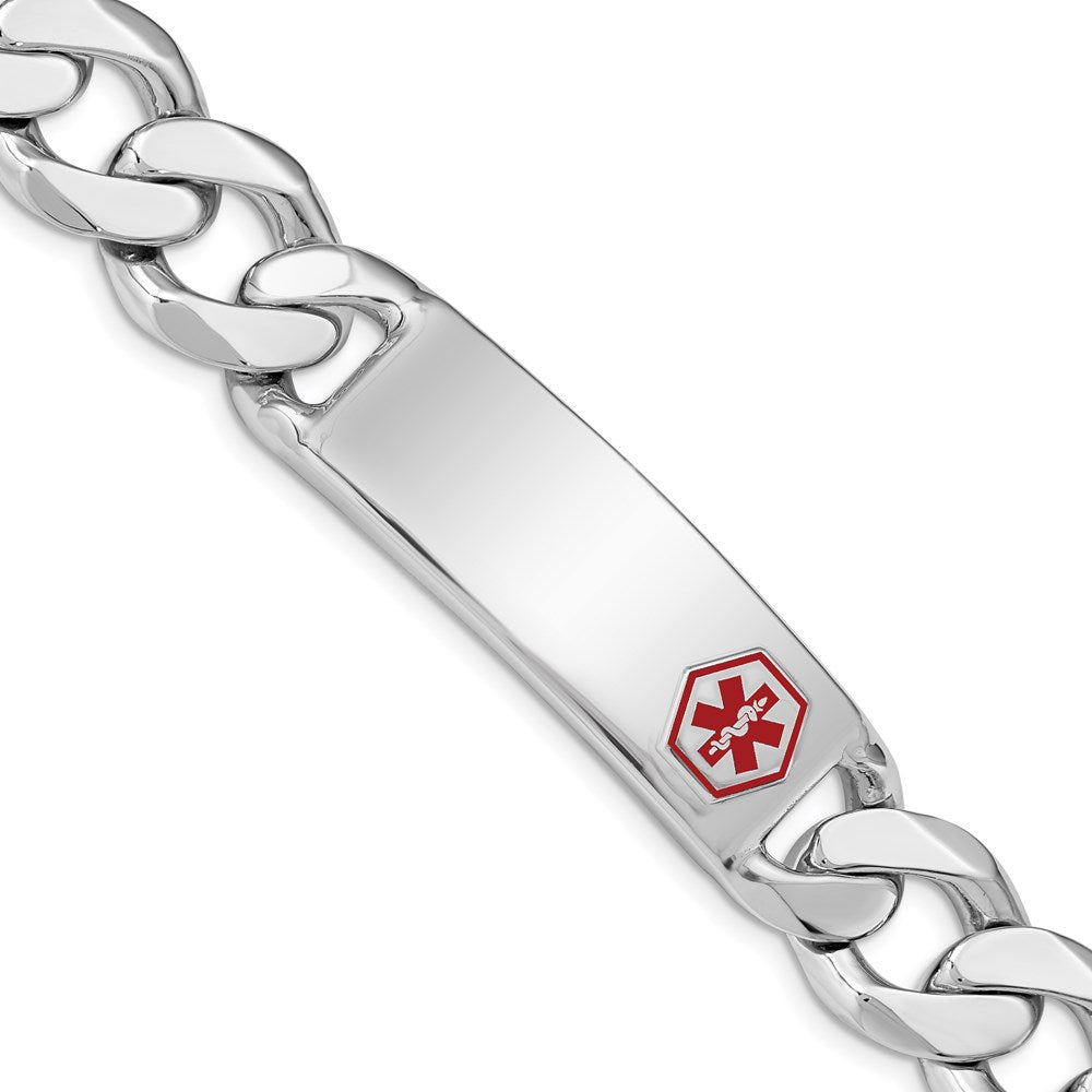 Sterling Silver Rhodium-plated Medical ID Curb Link Bracelet 8 inches