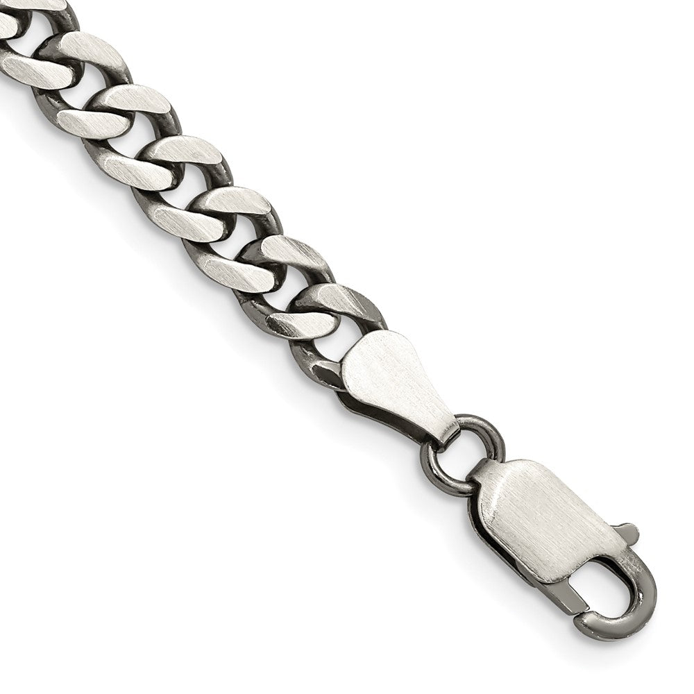 Sterling Silver Antiqued 6.0mm Curb Chain 7 inches