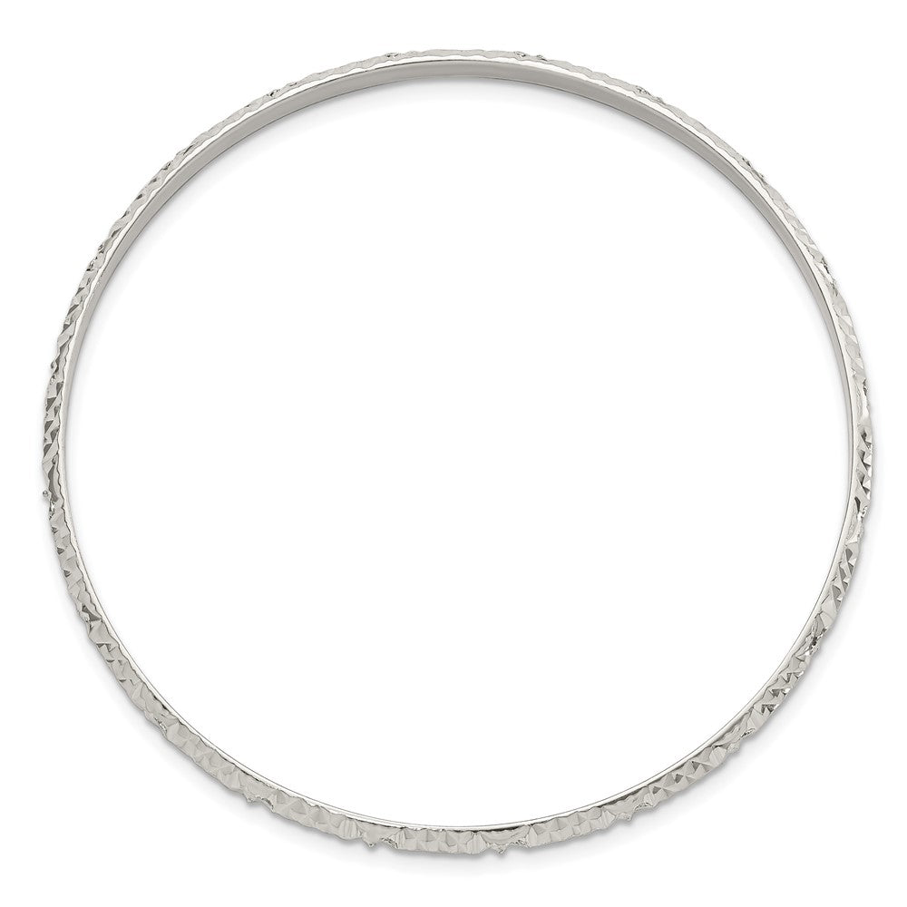 Sterling Silver Diamond Cut Slip-on Bangle 8 inches