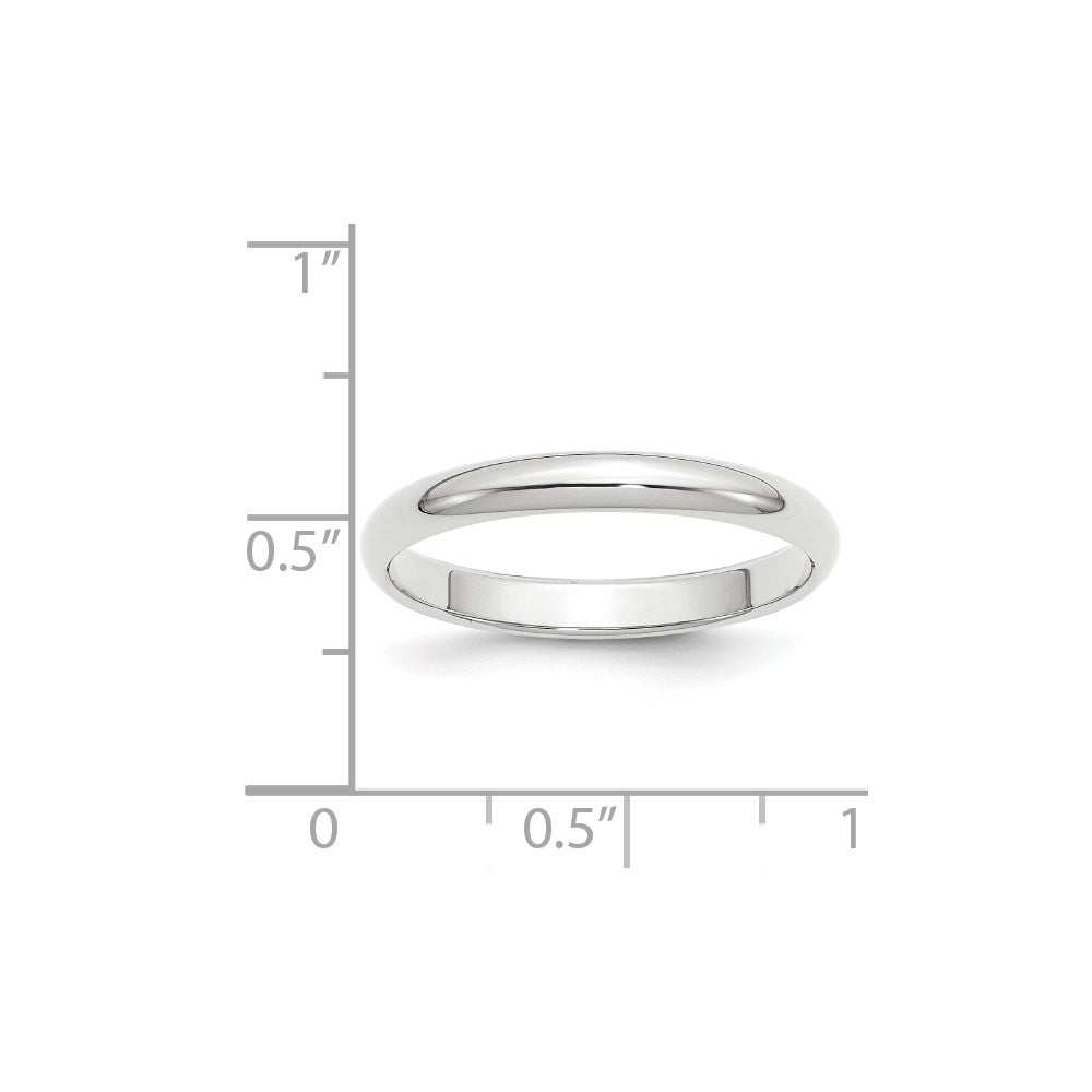 10k White Gold 3mm Half Round Wedding Band Size 5