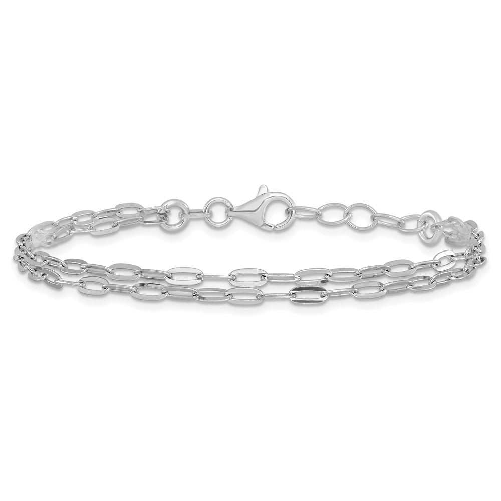 Sterling Silver Rhodium-plated Multi-strand w/ 1in Bracelet 8  inches