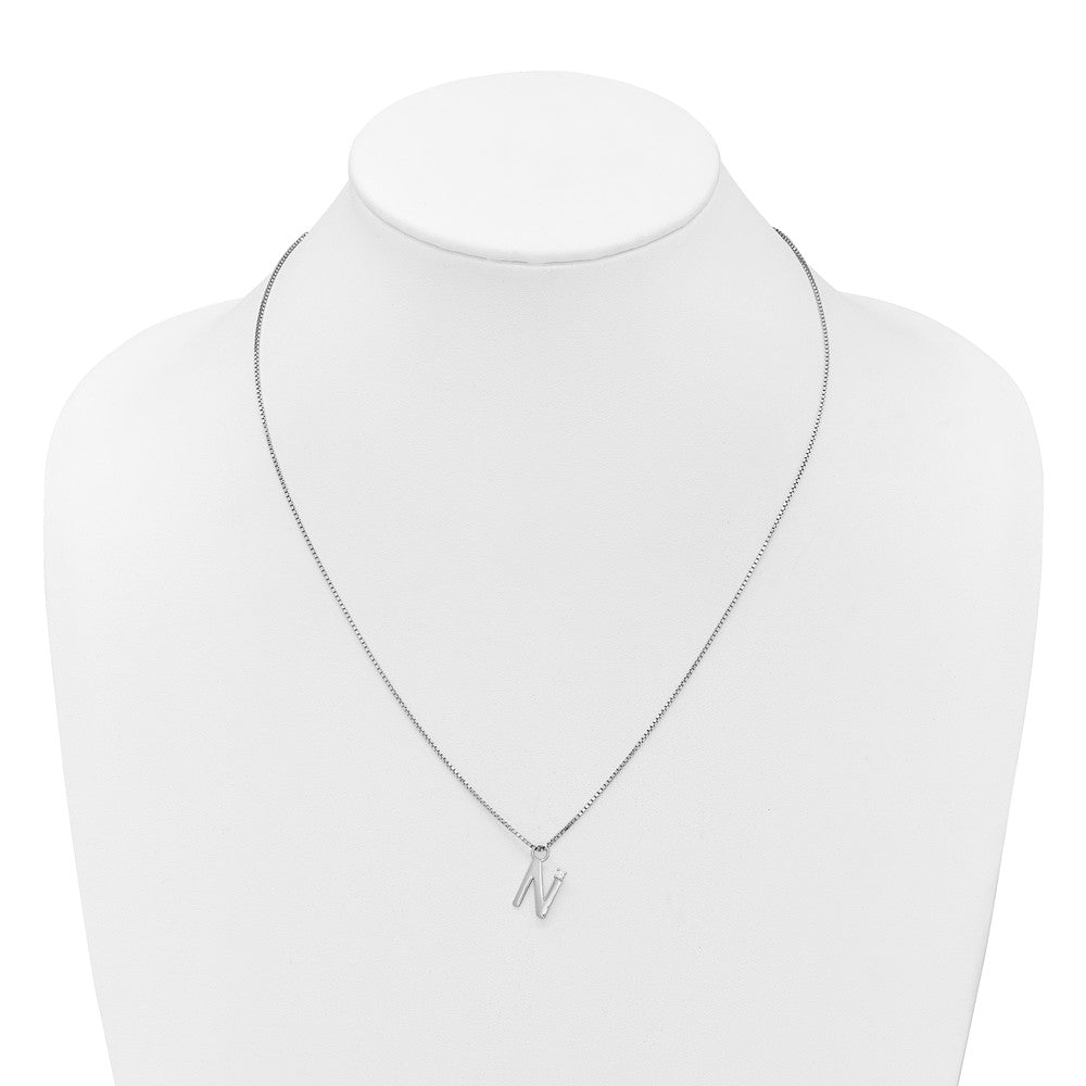 White Ice Sterling Silver Rhodium-plated 18 inch Diamond Letter N Initial Necklace plus 2 inch Extender 18 Inches