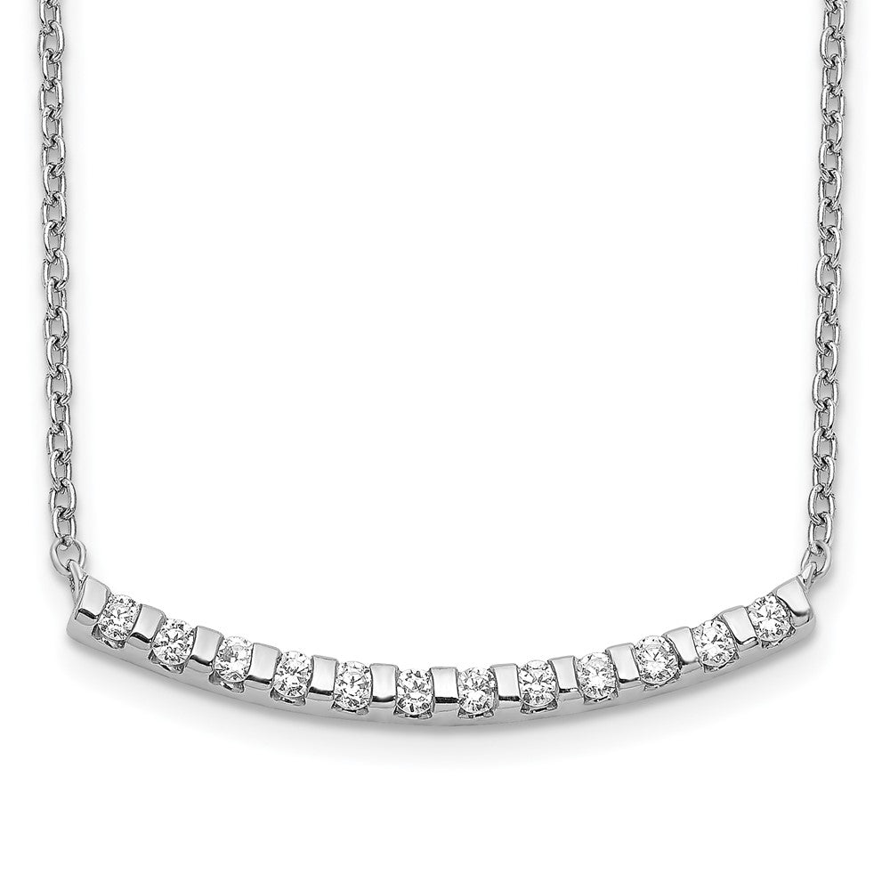 14k White Gold 1/4 carat Lab Grown Diamond VS/SI+ G+ 18 inch Curved Bar Necklace