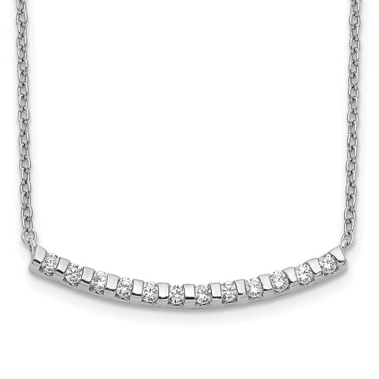 14k White Gold 1/4 carat Lab Grown Diamond VS/SI+ G+ 18 inch Curved Bar Necklace