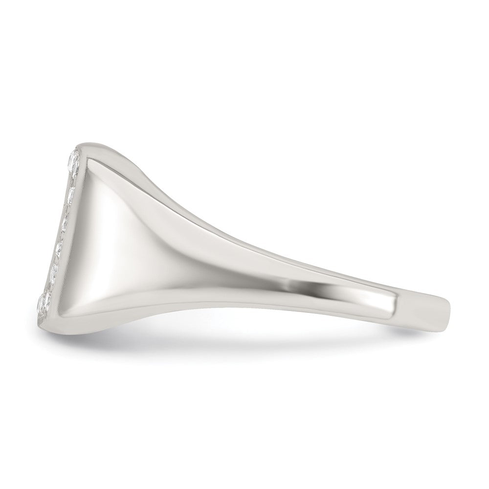 Sterling Silver Polished White CZ Square Border Size 11 Mens Signet Ring