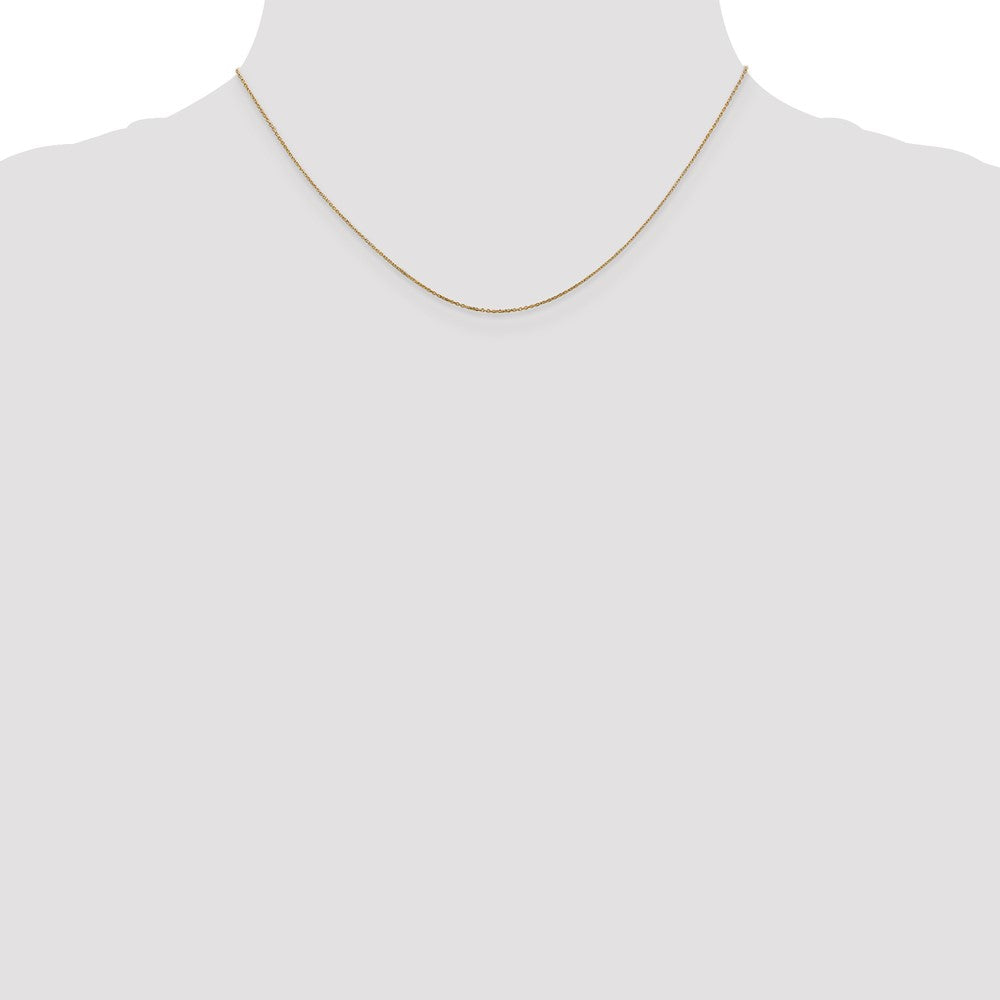 14K 16 inch .6mm Diamond-cut Round Open Link Cable with Spring Ring Clasp Chain