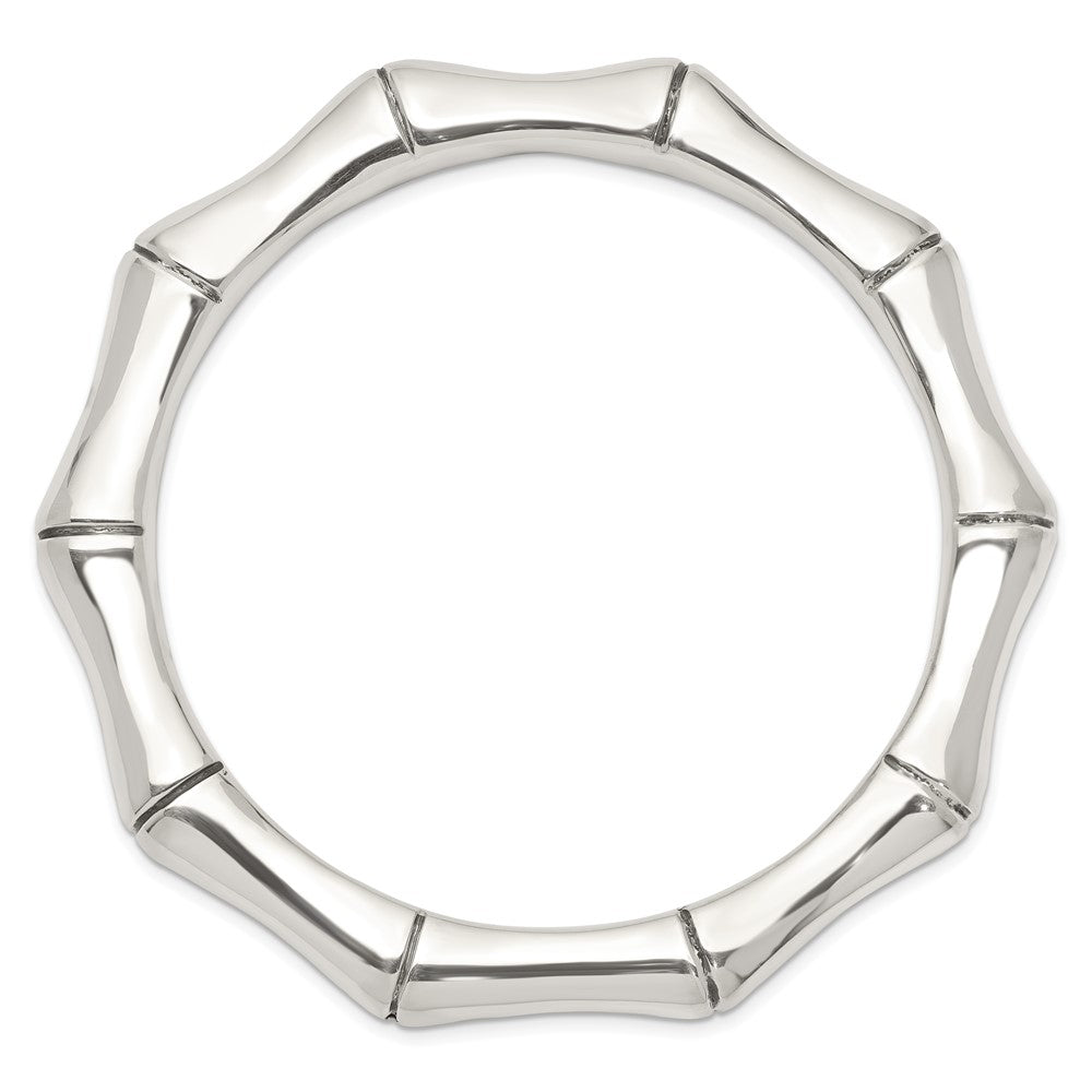 Sterling Silver Polished Bamboo Slip-on Bangle 7.75 inches