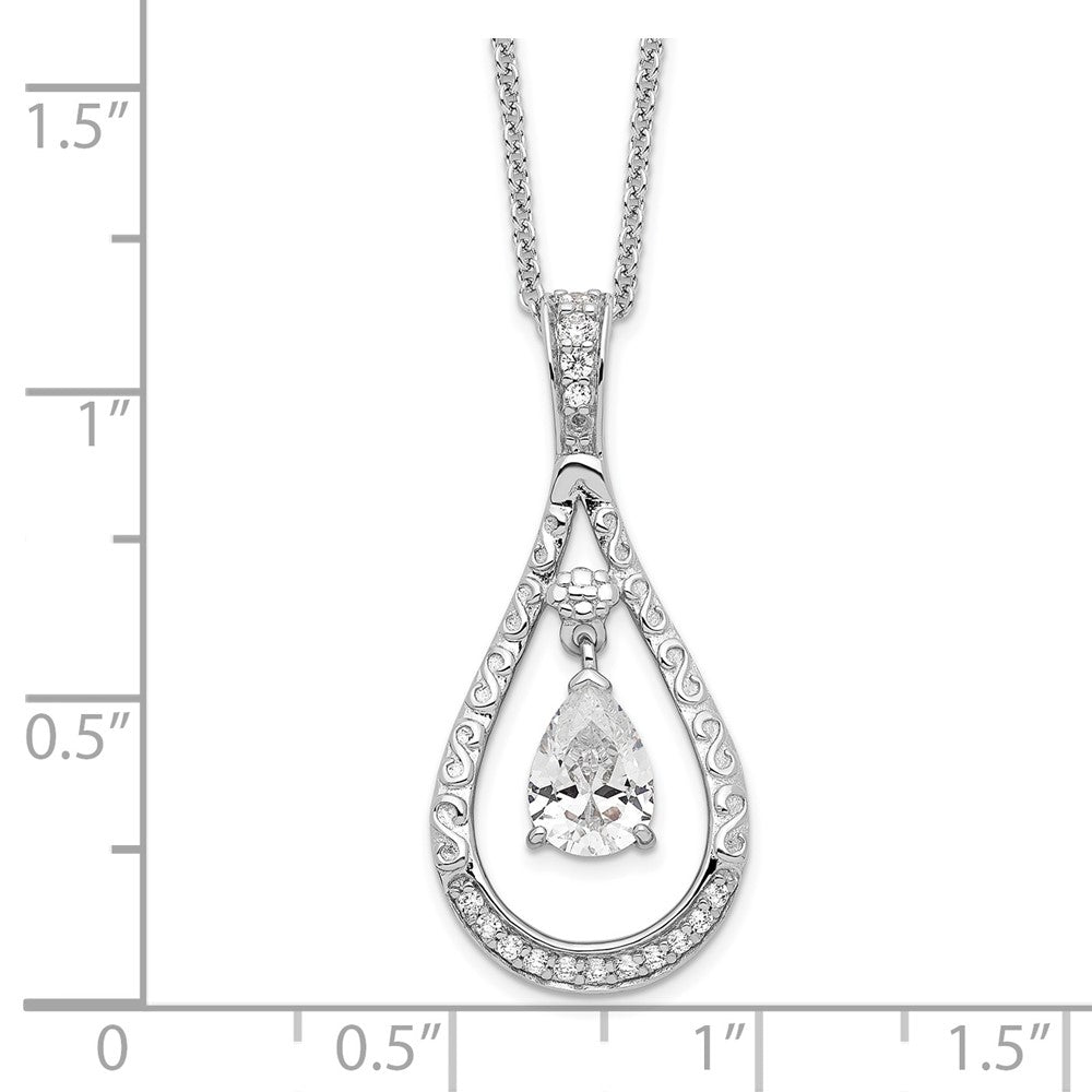 Sentimental Expressions Sterling Silver Rhodium-plated April CZ Stone Never Forget Tear 18in Birthstone Necklace 18 Inches