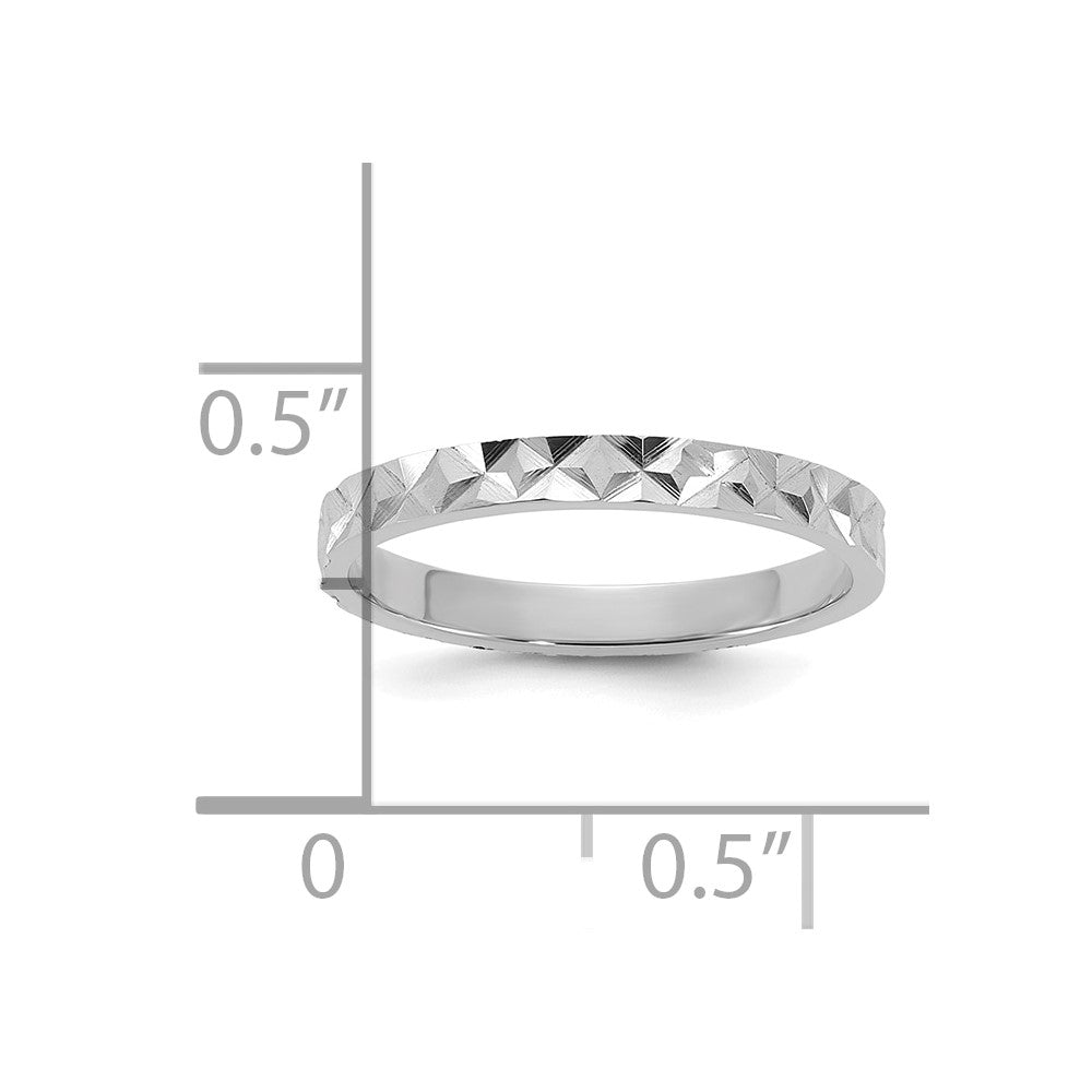 10K White Gold Diamond-cut Design 2mm Flat Band Size 3 Baby / Children's Ring