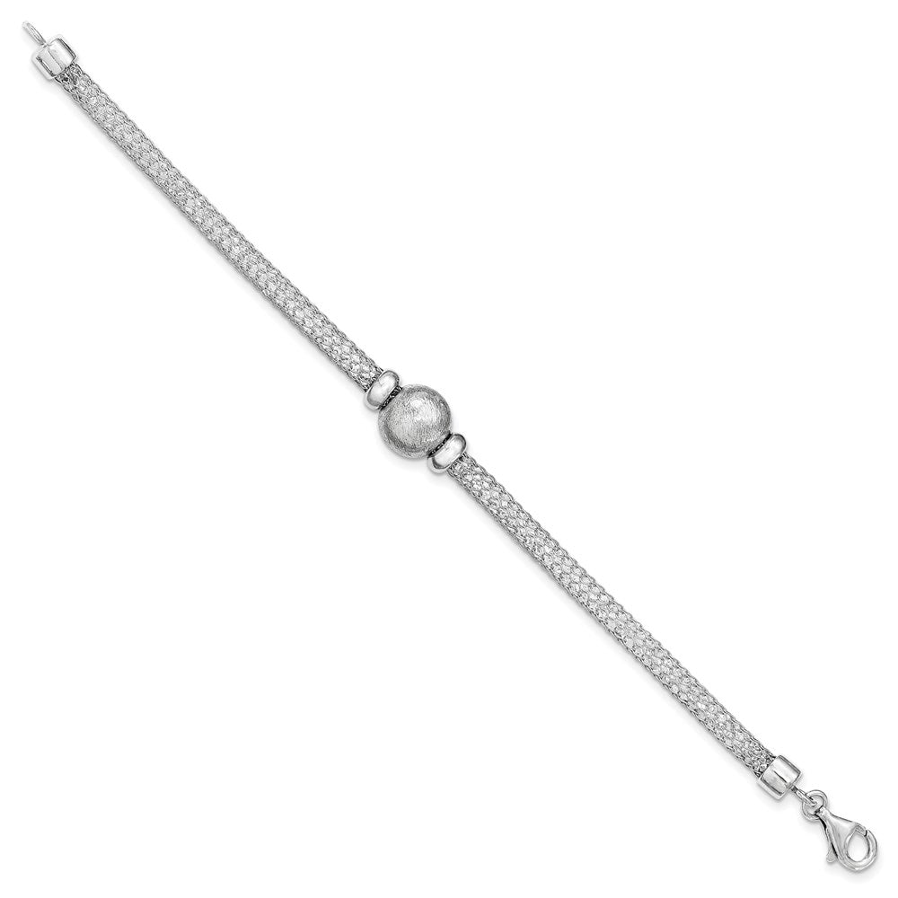 Sterling Silver Polished Crystal Bracelet