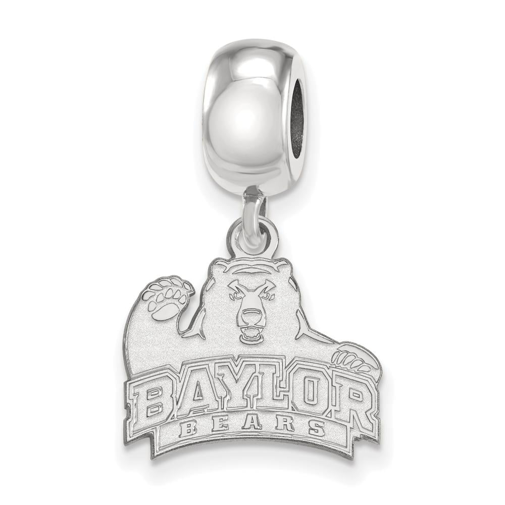 Sterling Silver Rhodium-plated LogoArt Baylor University Bears Small Dangle Bead Charm