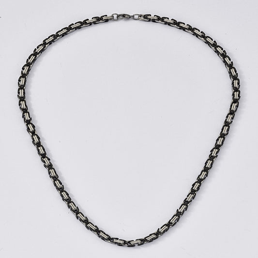 Stainless Steel & Black IP 5mm Square Link 22 Necklace