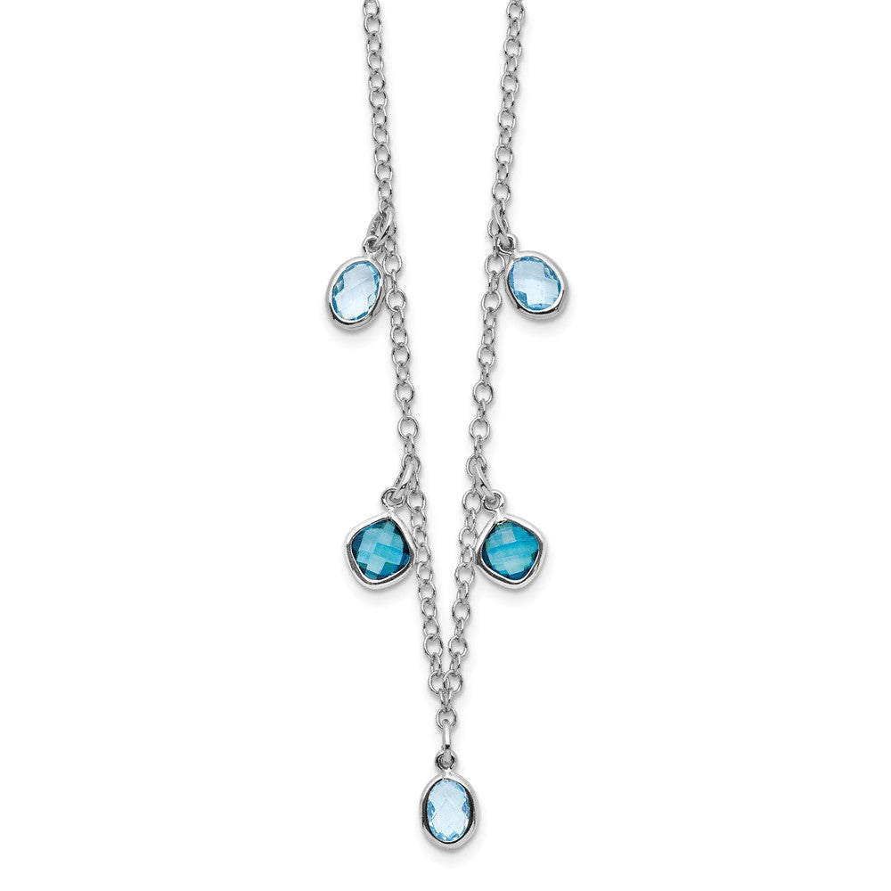 Sterling Silver Rhod-plat London and Sky Blue Topaz w/ 2in ext. Necklace 18 Inches
