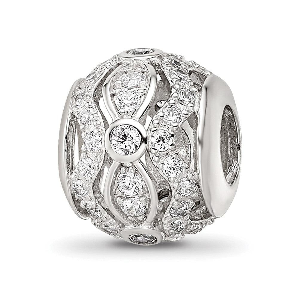 Sterling Silver Reflections Rhodium-plated CZ Bead