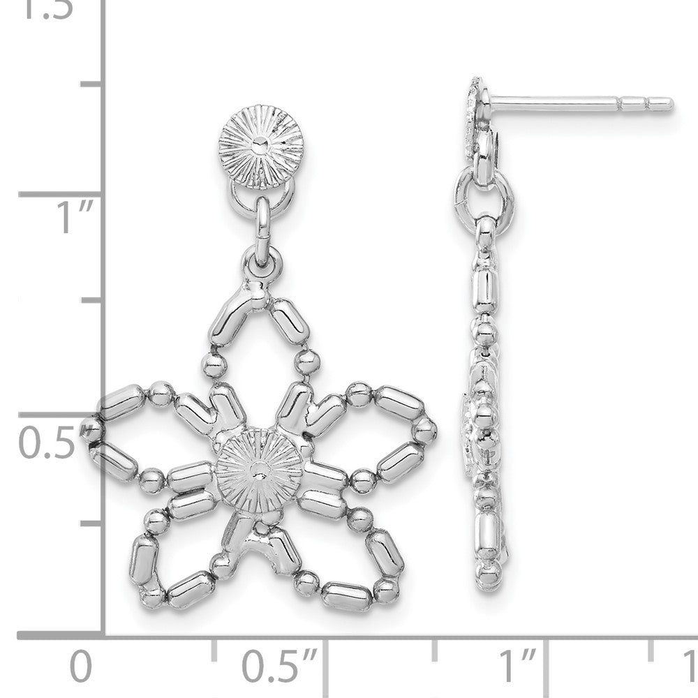 1928 Silver-tone Flower Post Dangle Earrings