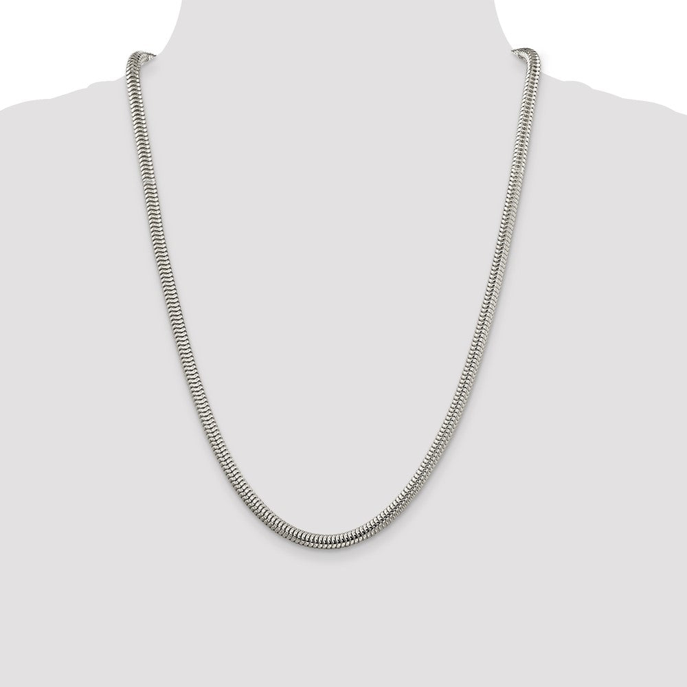 Sterling Silver 5mm Round Snake Chain 24 Inches