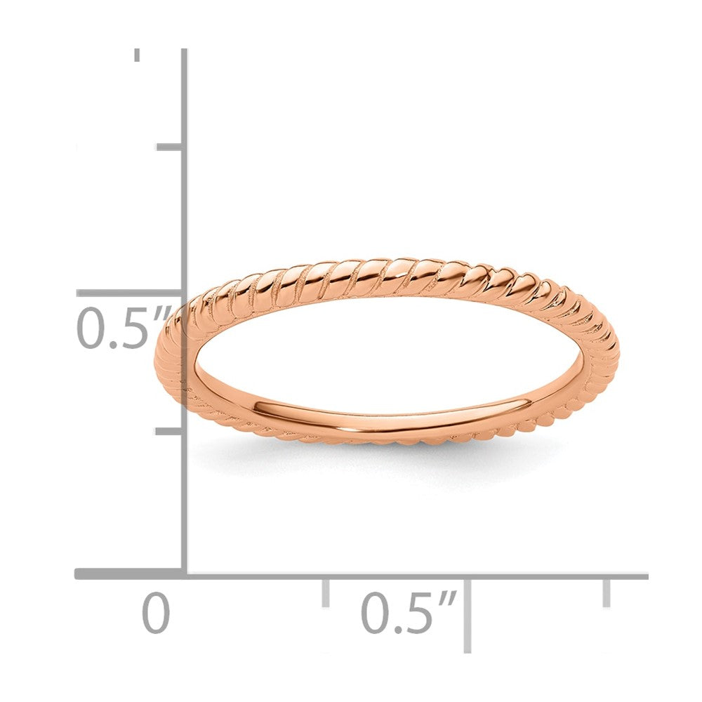 Sterling Silver Stackable Expressions Pink-plated Twisted Ring Size -8