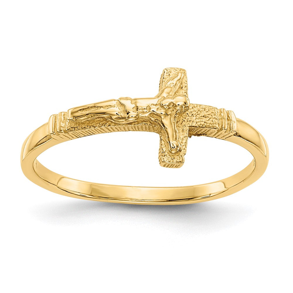 14K Satin Finish Childs Crucifix Ring Size 3.5