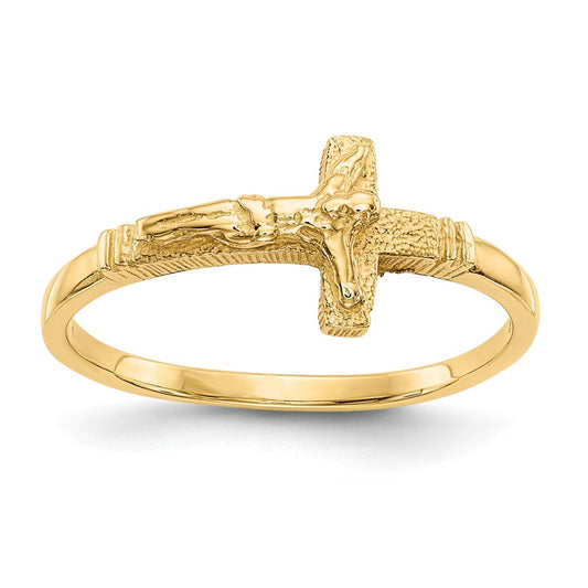 14K Satin Finish Childs Crucifix Ring Size 3.5