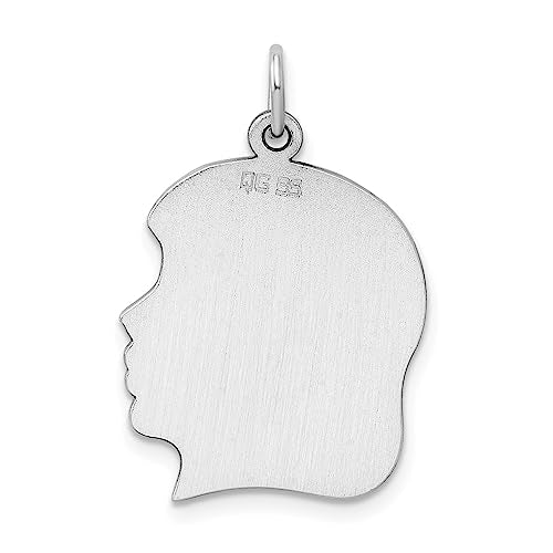 Sterling Silver Rh-plt Engraveable Girl Disc Charm Polish on Front/Back