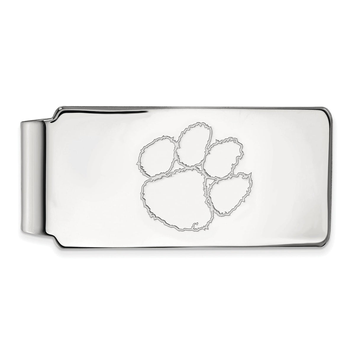 Sterling Silver Rhodium-plated LogoArt Clemson University Tiger Paw Money Clip Q-SS025CU