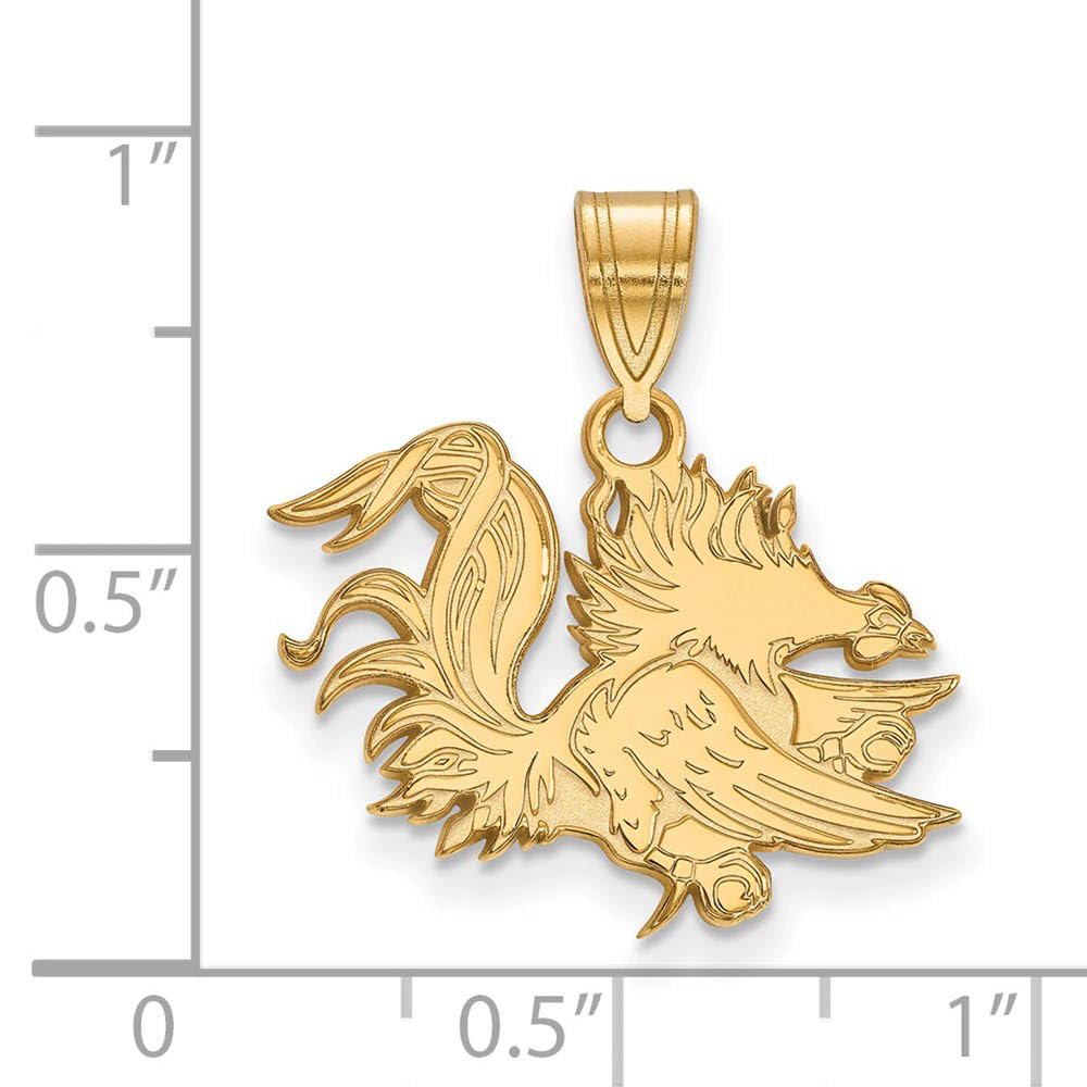 Sterling Silver Gold-plated LogoArt University of South Carolina Gamecock Medium Pendant QGP045USO
