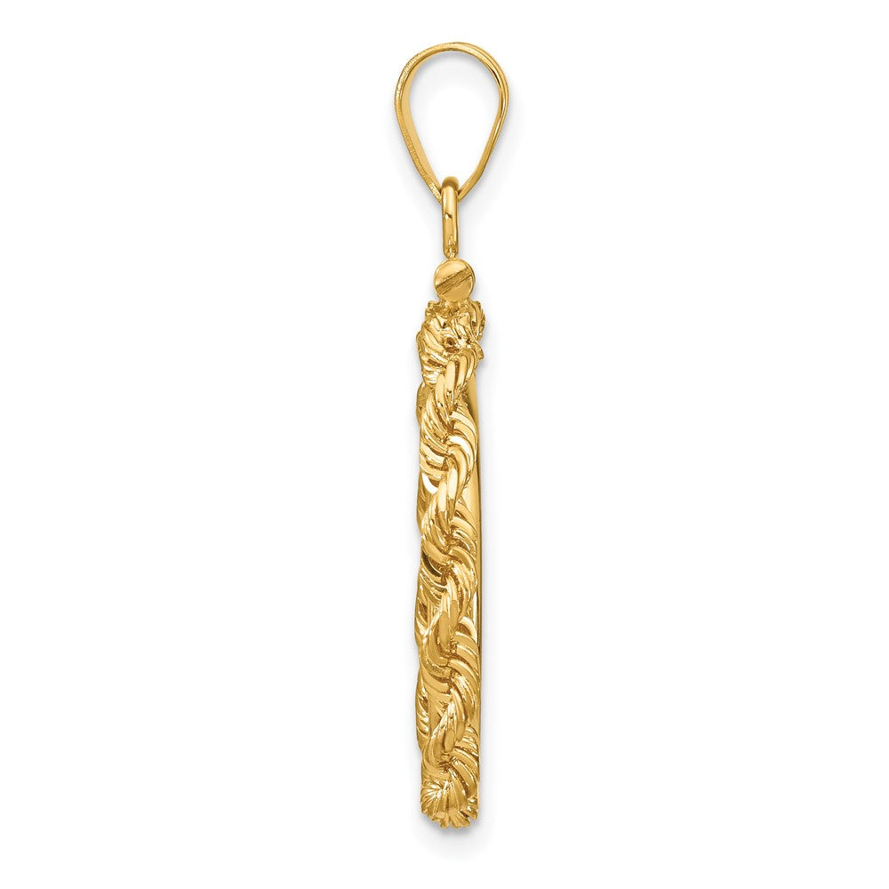 Wideband Distinguished Coin Jewelry 14k Polished Rope 18.0mm x 1.35mm Screw Top Coin Bezel Pendant