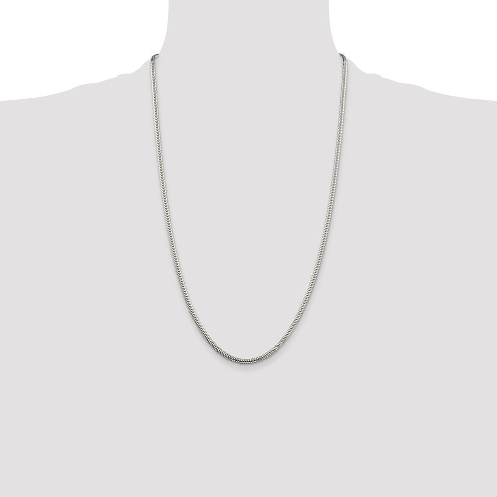 Sterling Silver 3mm Round Snake Chain 26 Inches