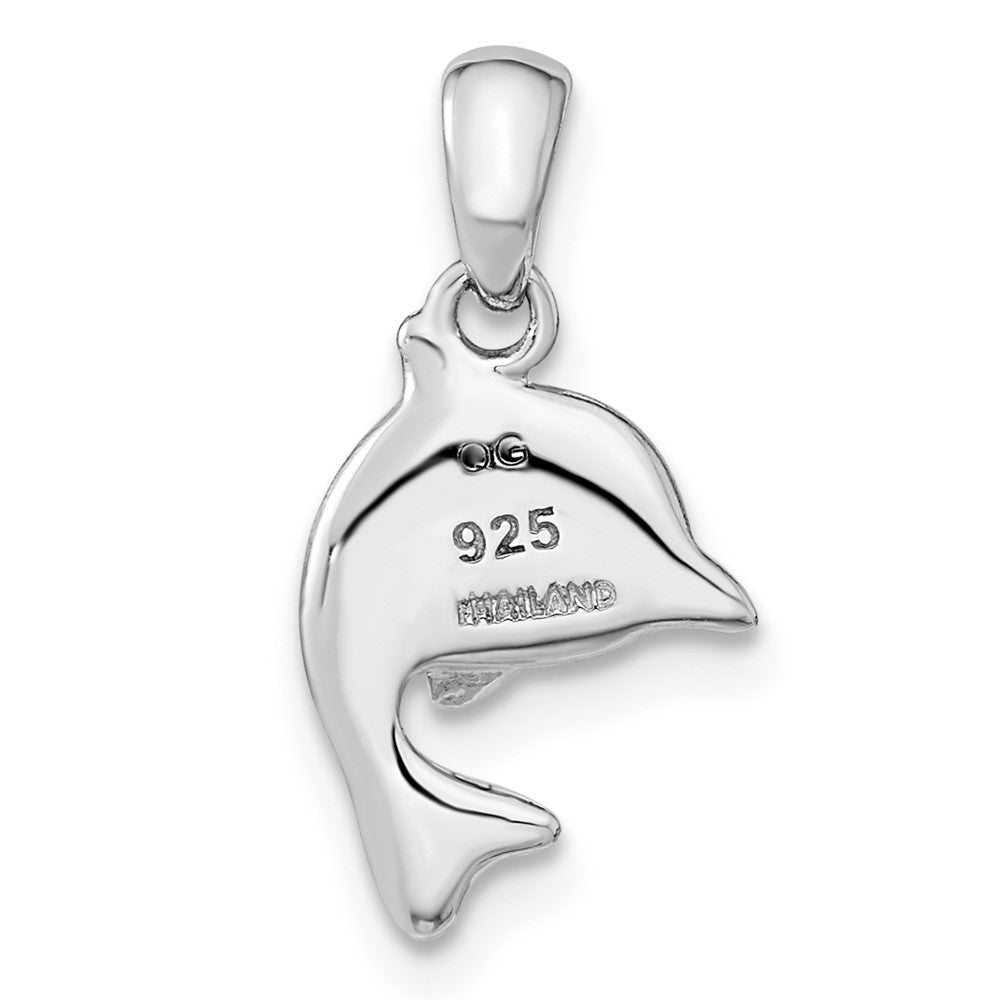 Sterling Silver RH-plated & Rose Gold-plated Brushed Dolphin Pendant