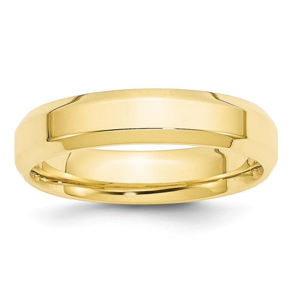 10k Yellow Gold 5mm Beveled Edge Comfort Fit Wedding Band Size 12