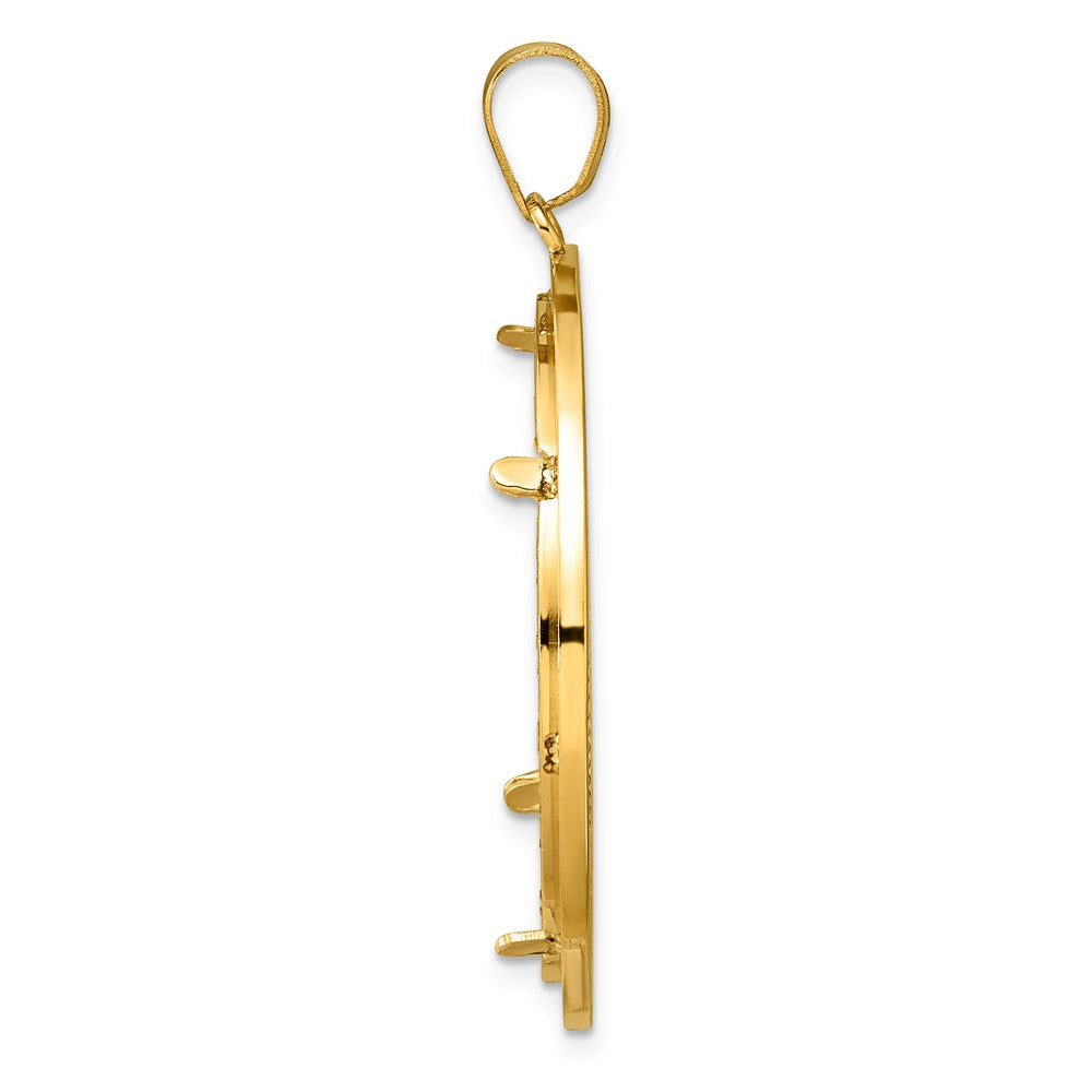 14k Diamond Cut and Black Enamel Greek Key with 32.0mm Prong Coin Bezel Pen