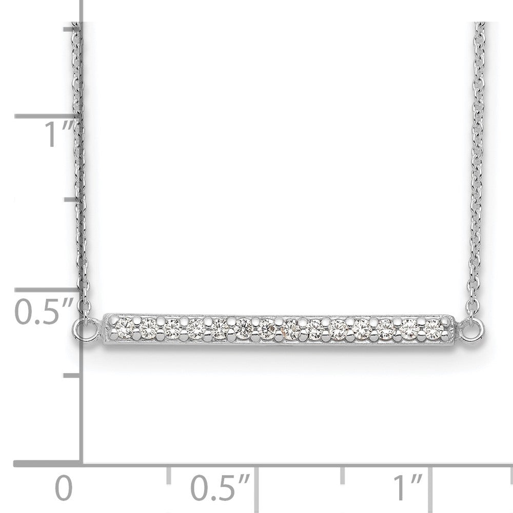 Sterling Silver CZ Bar Necklace 16.5 Inches