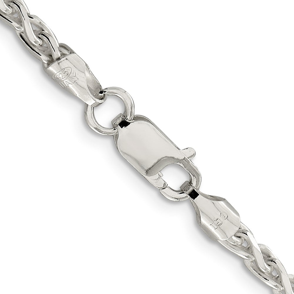Sterling Silver 3.5mm Diamond-cut Spiga Chain 20 Inches