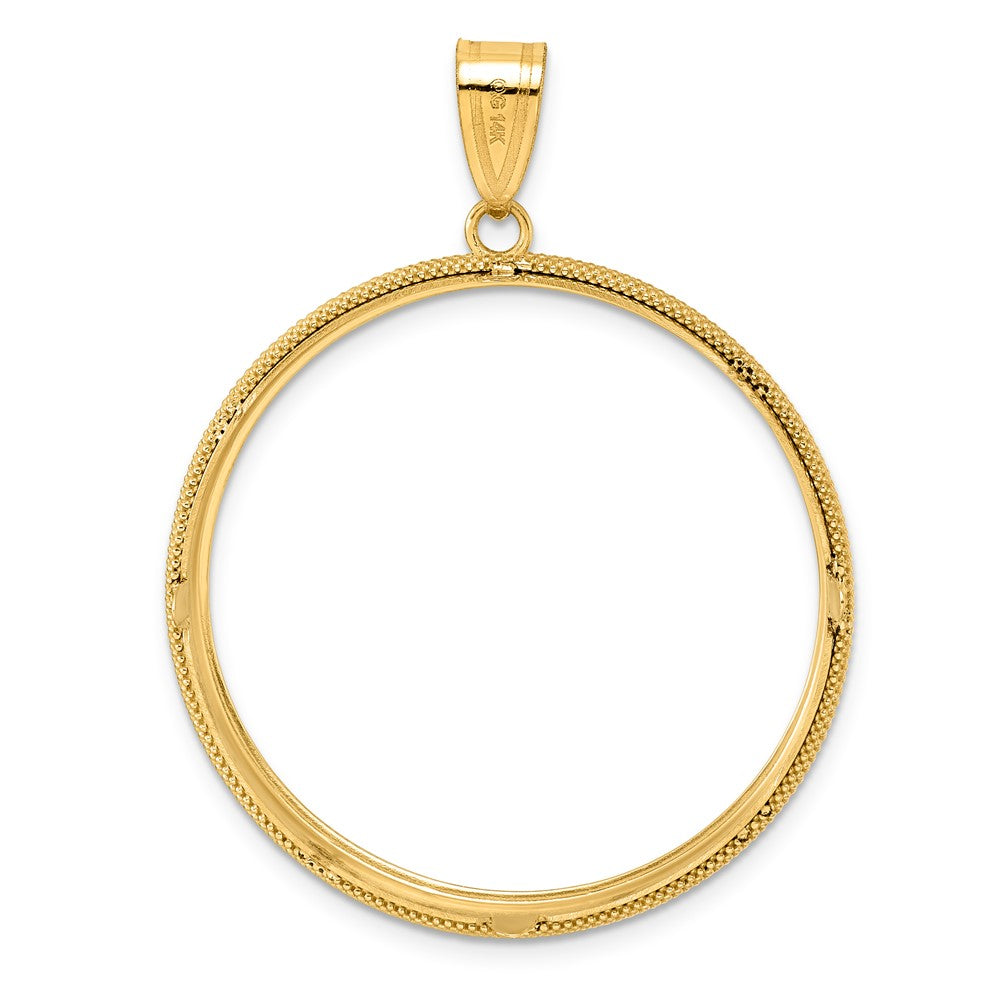 14k Polished Popcorn with 32.7mm Prong Coin Bezel Pendant