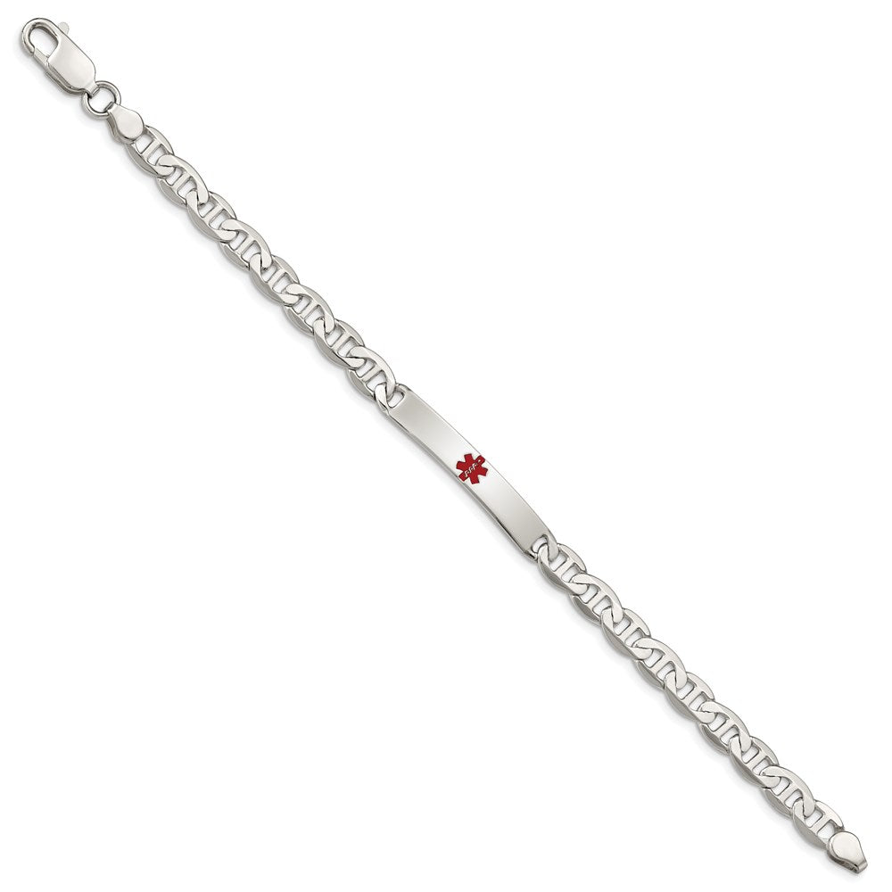 Sterling Silver Polished Medical Anchor Link ID Bracelet 7.5 inches