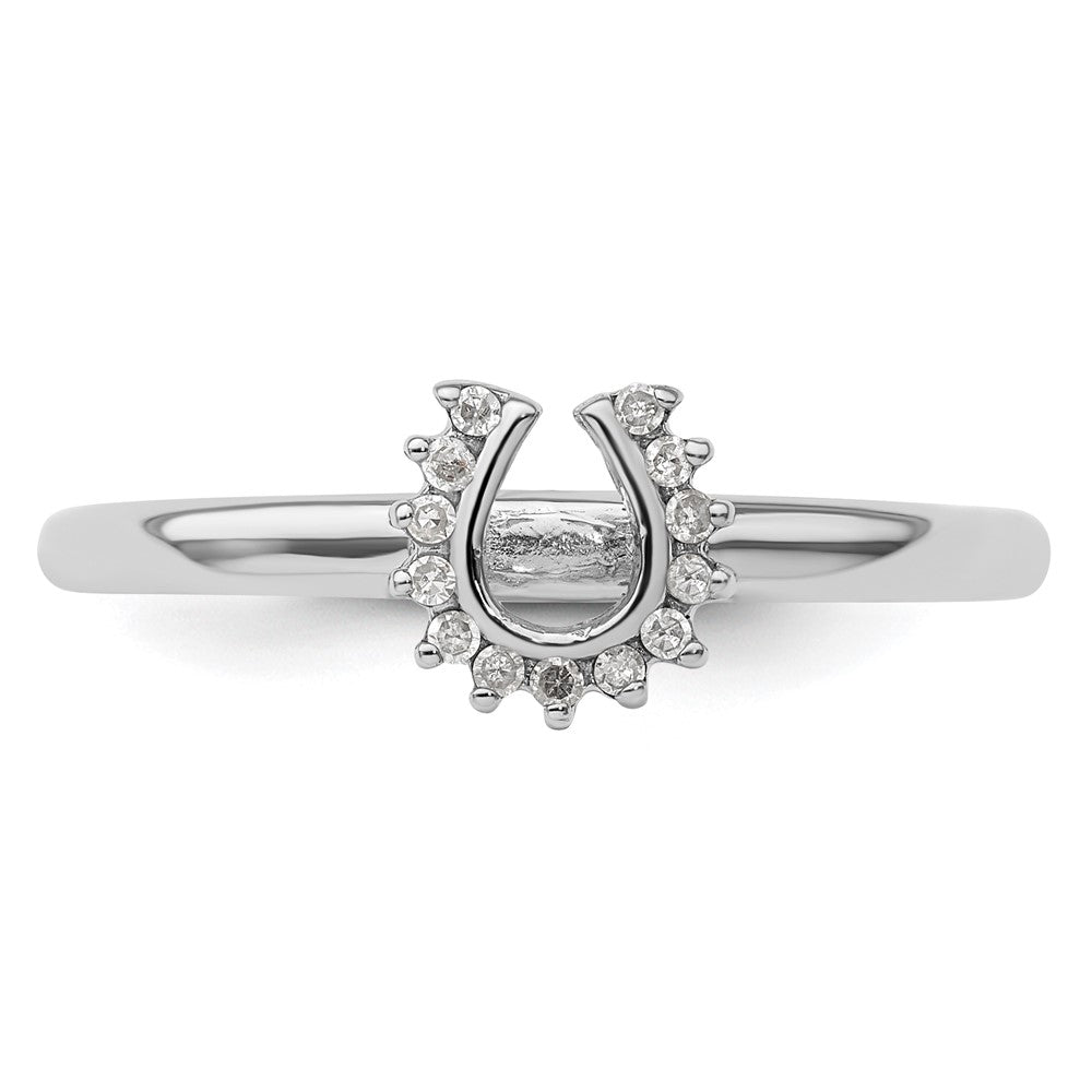 Sterling Silver Stackable Expressions Rhodium Dia. Horseshoe Ring Size -6