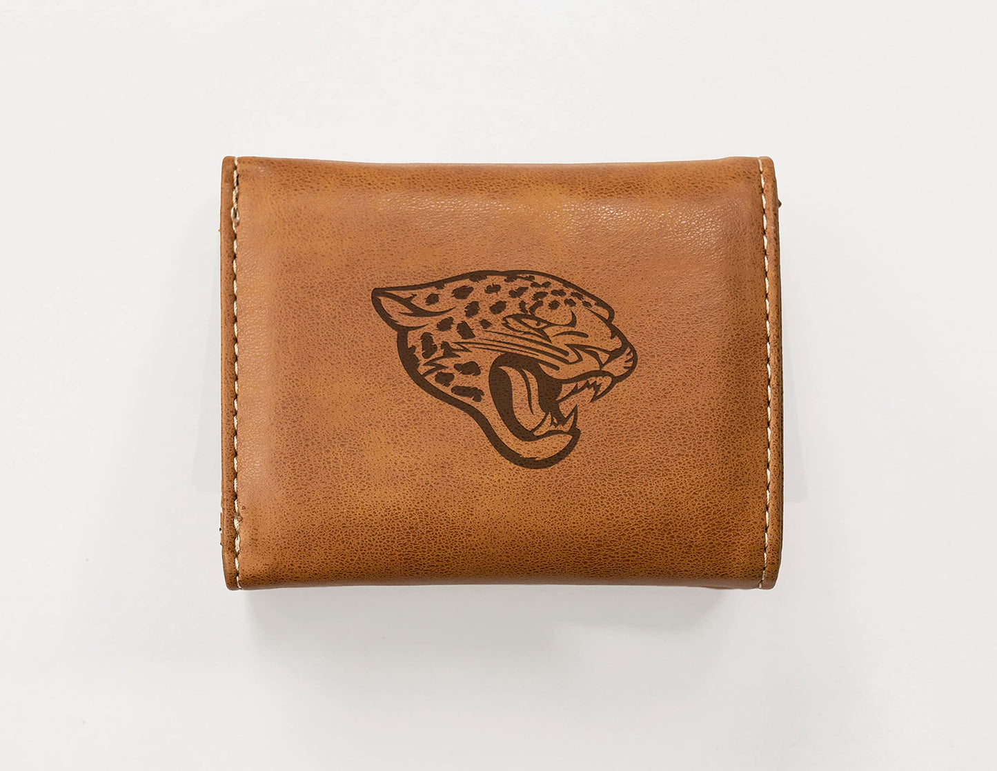 Football Rico Industries Jacksonville  Brown Laser Engraved Trifold Laser Engraved Tri-Fold Wallet - Men's Accessory